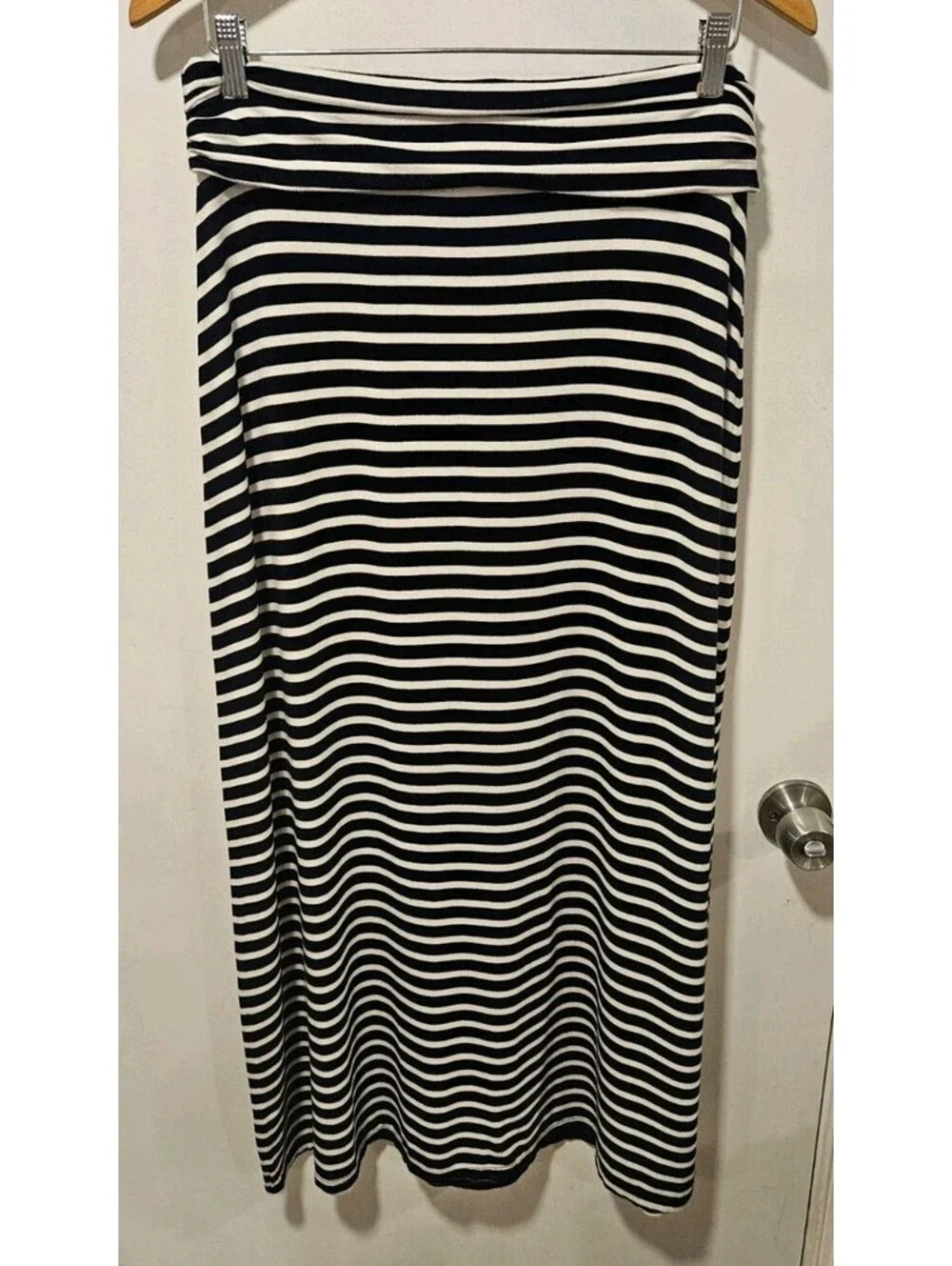 J.Crew J Crew Medium Black White Striped Maxi Skirt